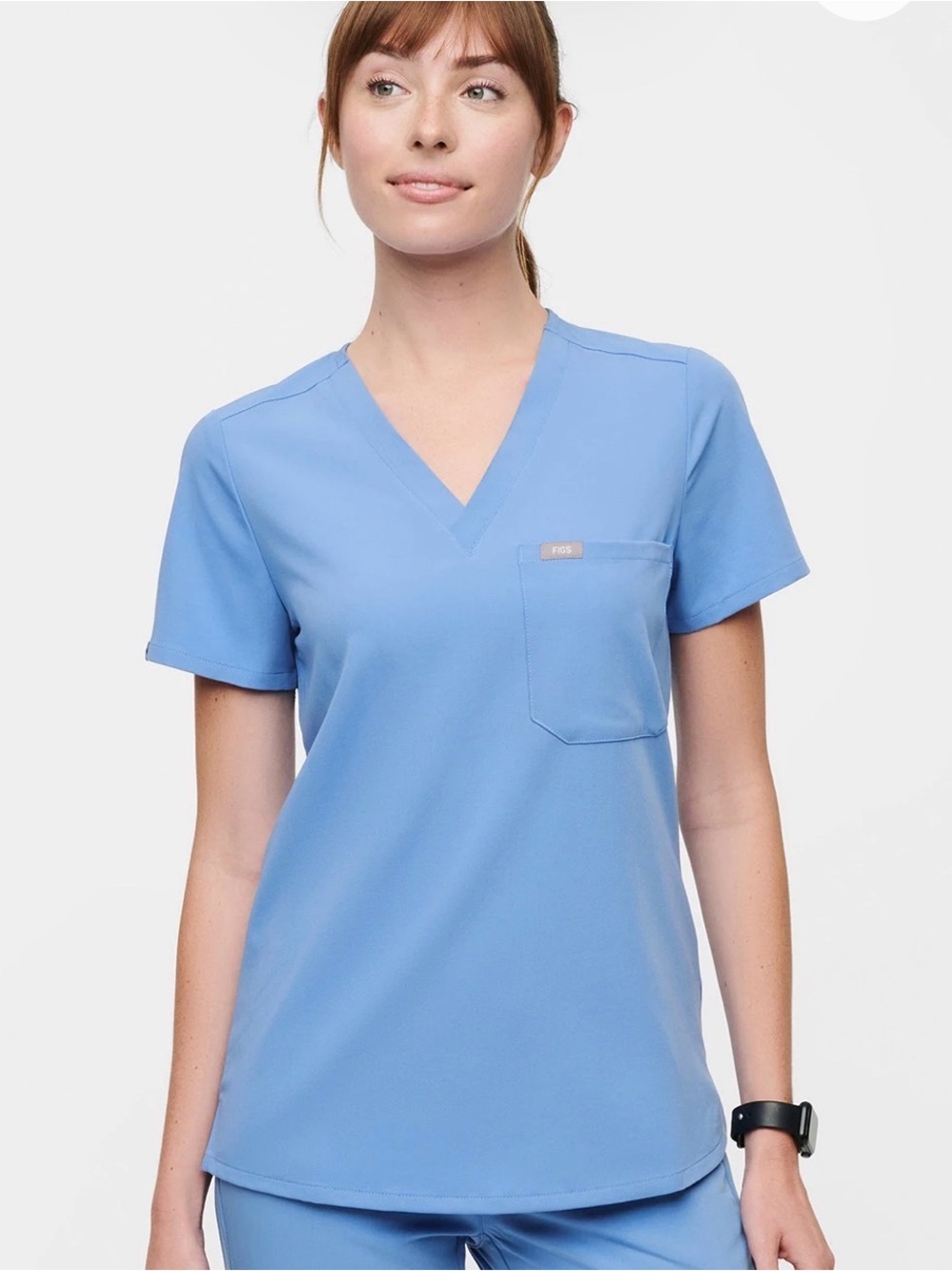 Figs Women's Catalina V-Neck Scrub Top - Ceil Blue- Large